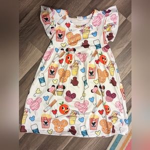 Disney Mickey Minnie snacks milk silk dress 6-7
